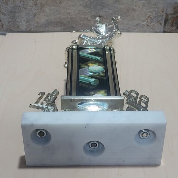 Vintage Mega Baseball Action Play Trophy 1998 Sports Award Marble Base - Picture 3 of 10